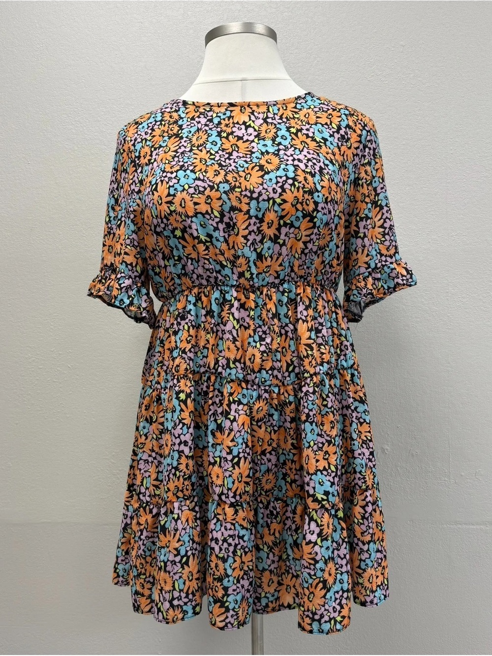 ASOS Multicolor Short Sleeve Floral Romper - Size 16